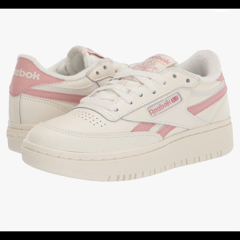 Reebok classic club c double pink and white shoes